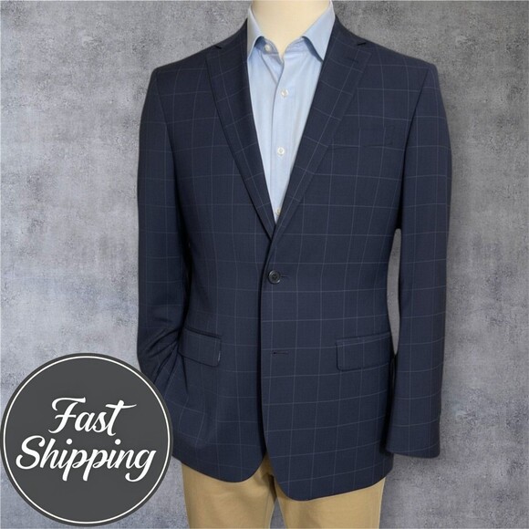 BROOKS BROTHERS Regent fit Mens 42L Navy Wool Blazer Sport Coat 2 Button Jacket